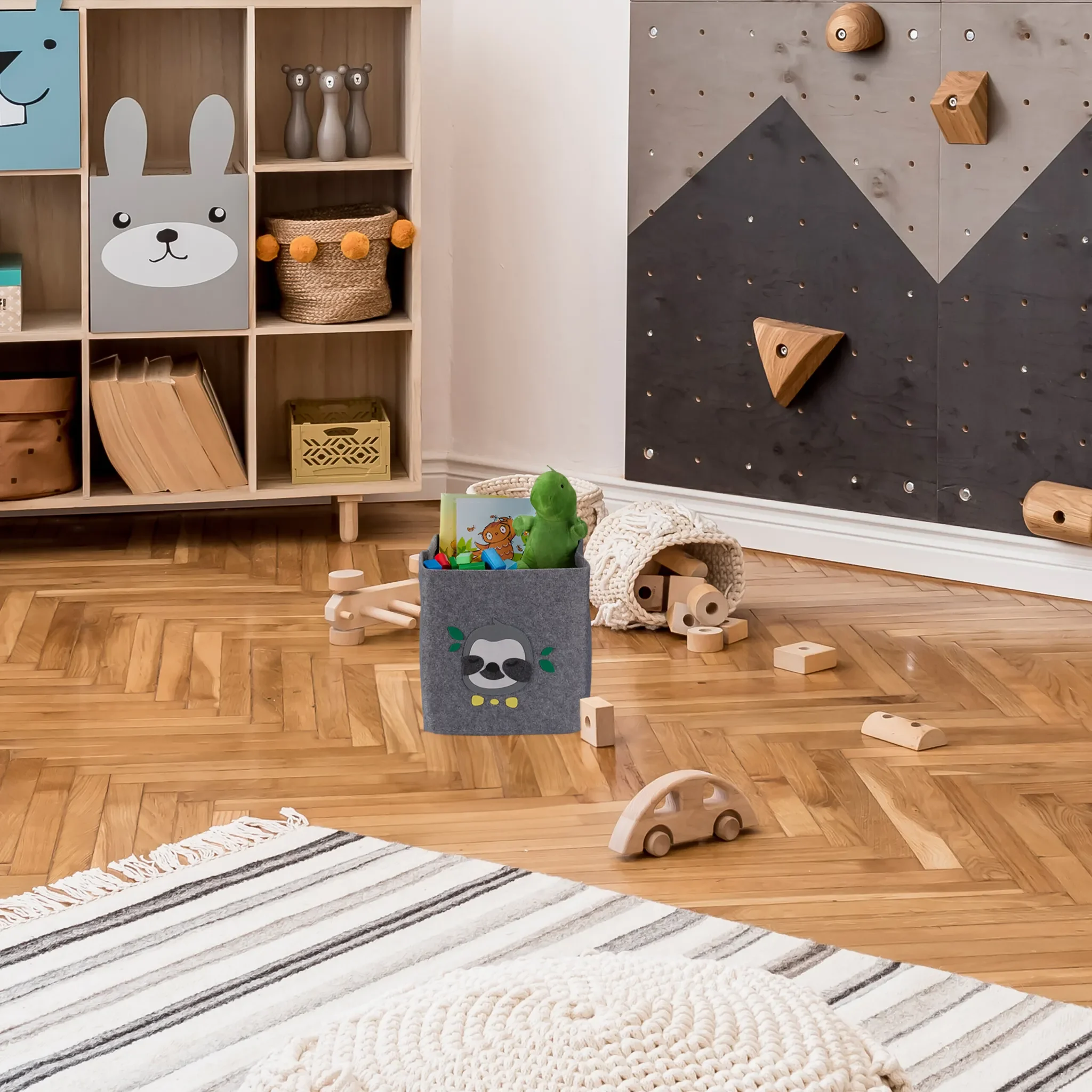 Aufbewahrungsbox für Kinder – Filzkorb im Tierdesign, grau, ca. 33 × 33 × 33 cm